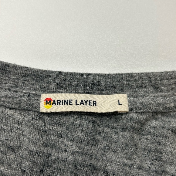 Marine Layer Signature Crewneck Tee T-Shirt Womens Large Heather Gray Soft - Picture 10 of 11